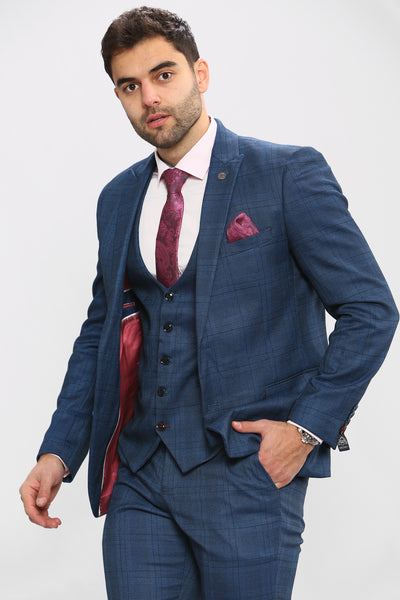 JERRY - Blue Check Three Piece Suit