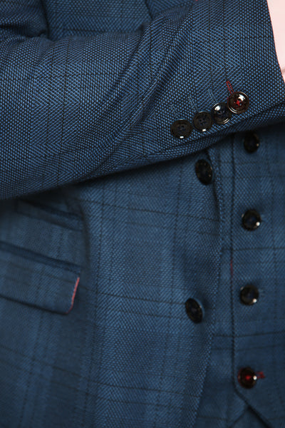 JERRY - Blue Check Three Piece Suit
