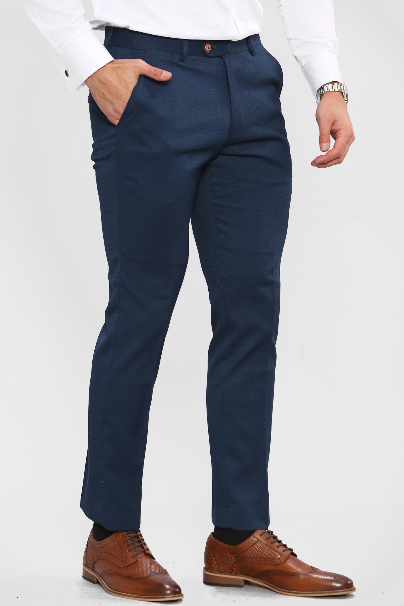 MAX - Royal Blue Trousers with Contrast Buttons