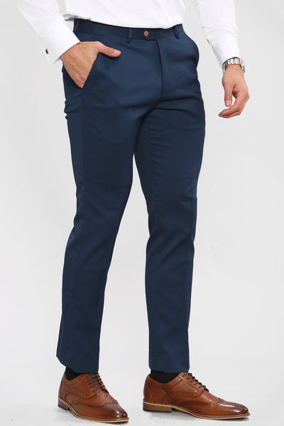 MAX - Royal Blue Trousers with Contrast Buttons