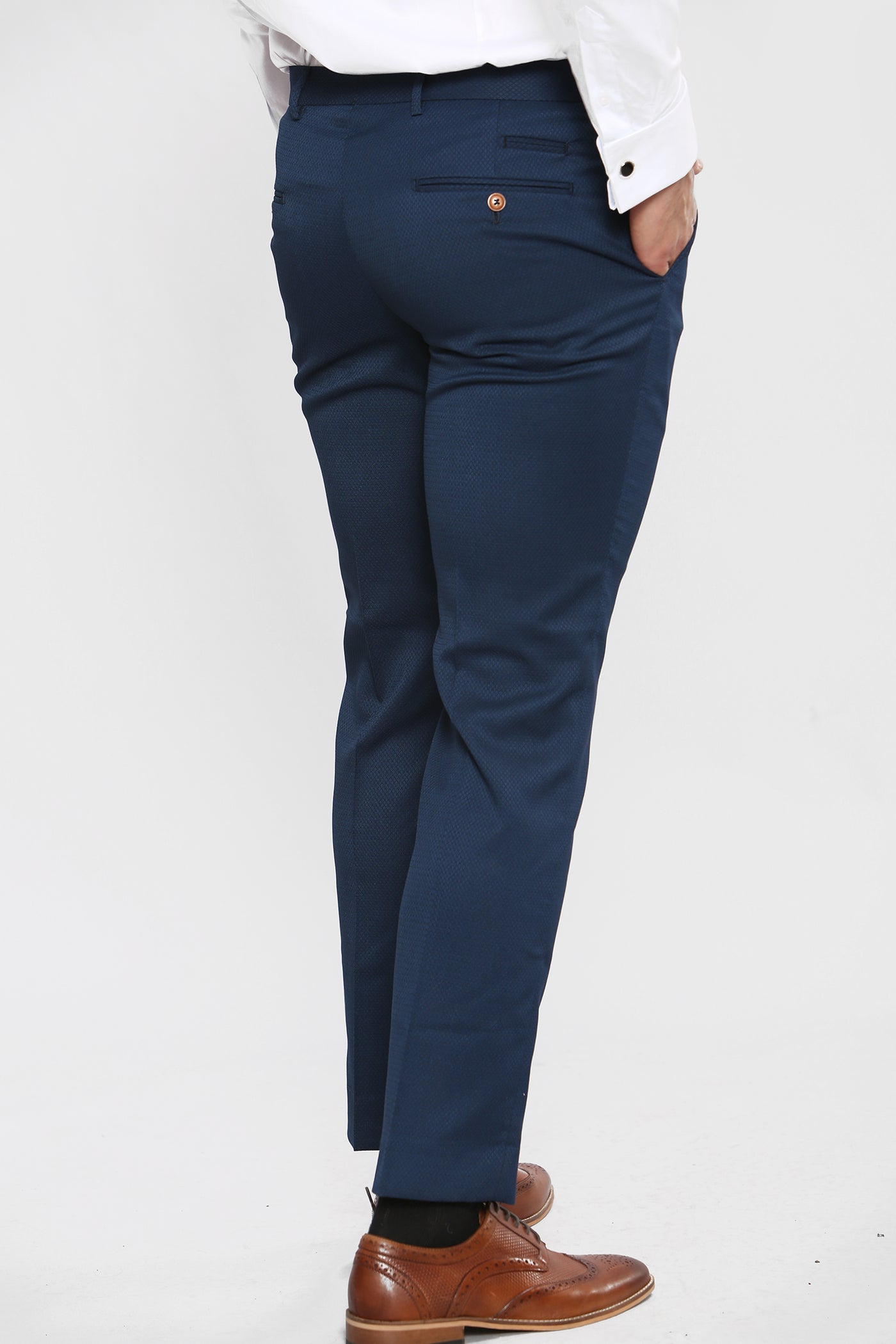 MAX - Royal Blue Trousers with Contrast Buttons
