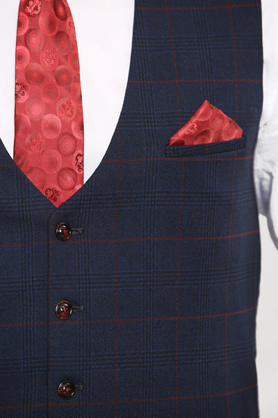 EDINSON - Navy Check Three Piece Suit