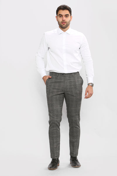 SCOTT - Grey Check Tweed Trousers