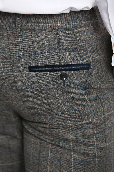 SCOTT - Grey Tweed Check Three Piece Suit