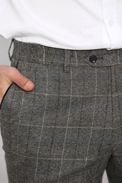 SCOTT - Grey Check Tweed Trousers