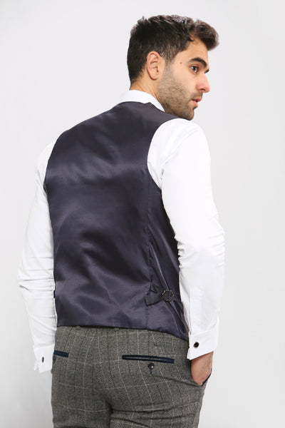 LEN SCOTT - Grey Tweed Check Waistcoat