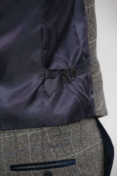 LEN SCOTT - Grey Tweed Check Waistcoat