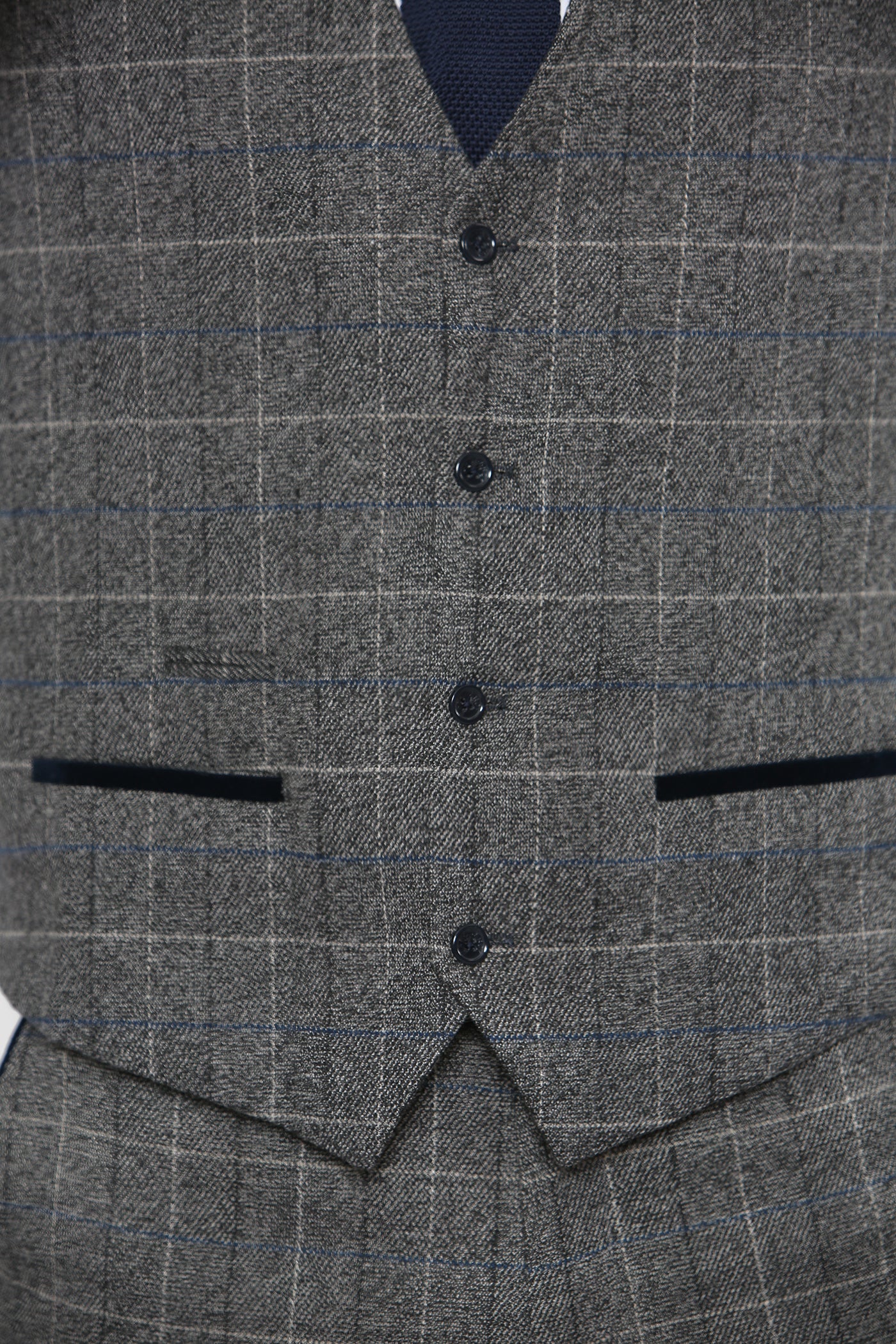 LEN SCOTT - Grey Tweed Check Waistcoat