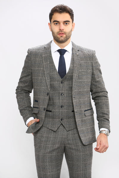 SCOTT - Grey Tweed Check Blazer