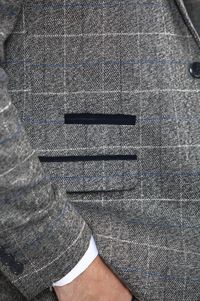 SCOTT - Grey Tweed Check Blazer