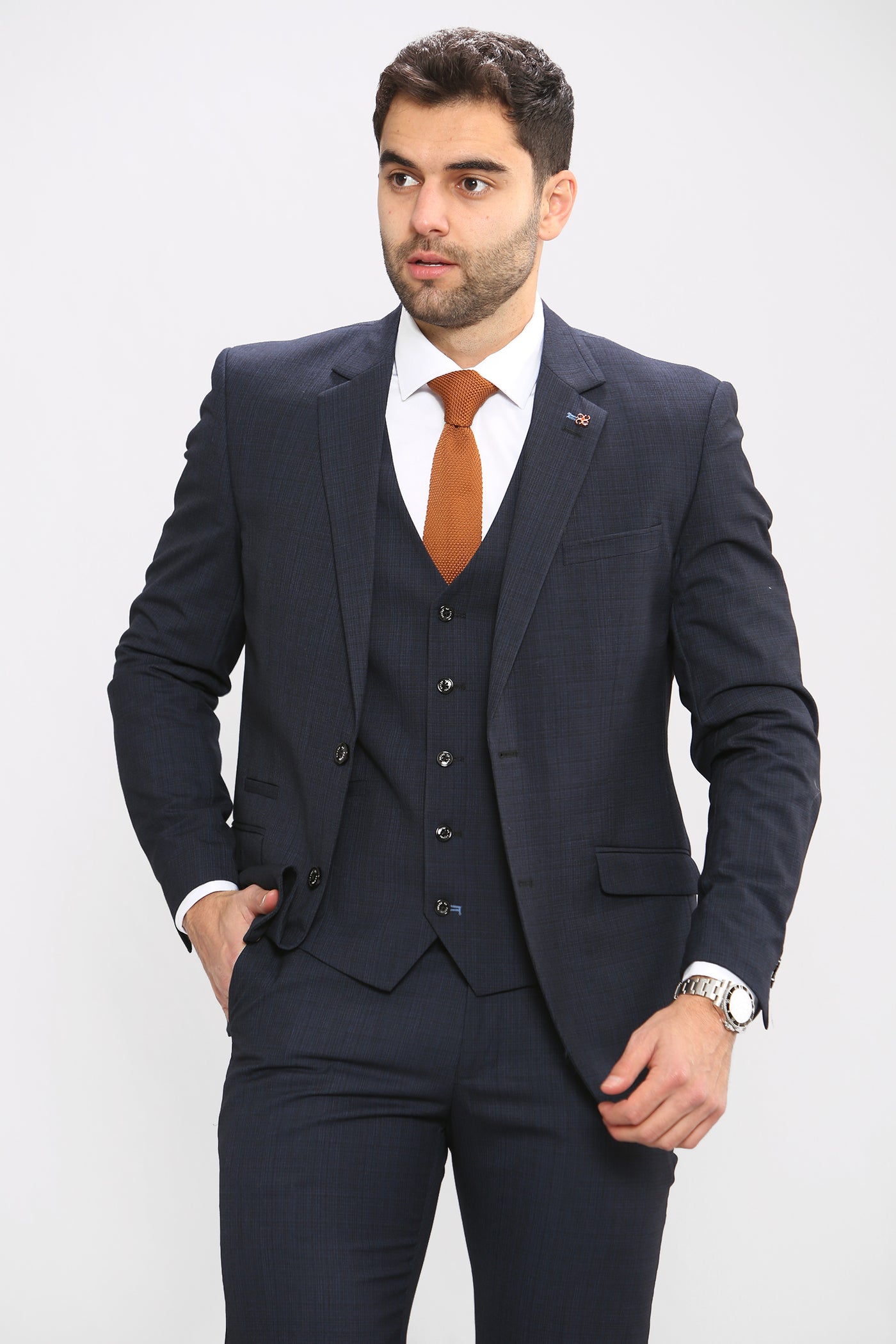 MAX - Navy Blue Blazer with Contrast Buttons