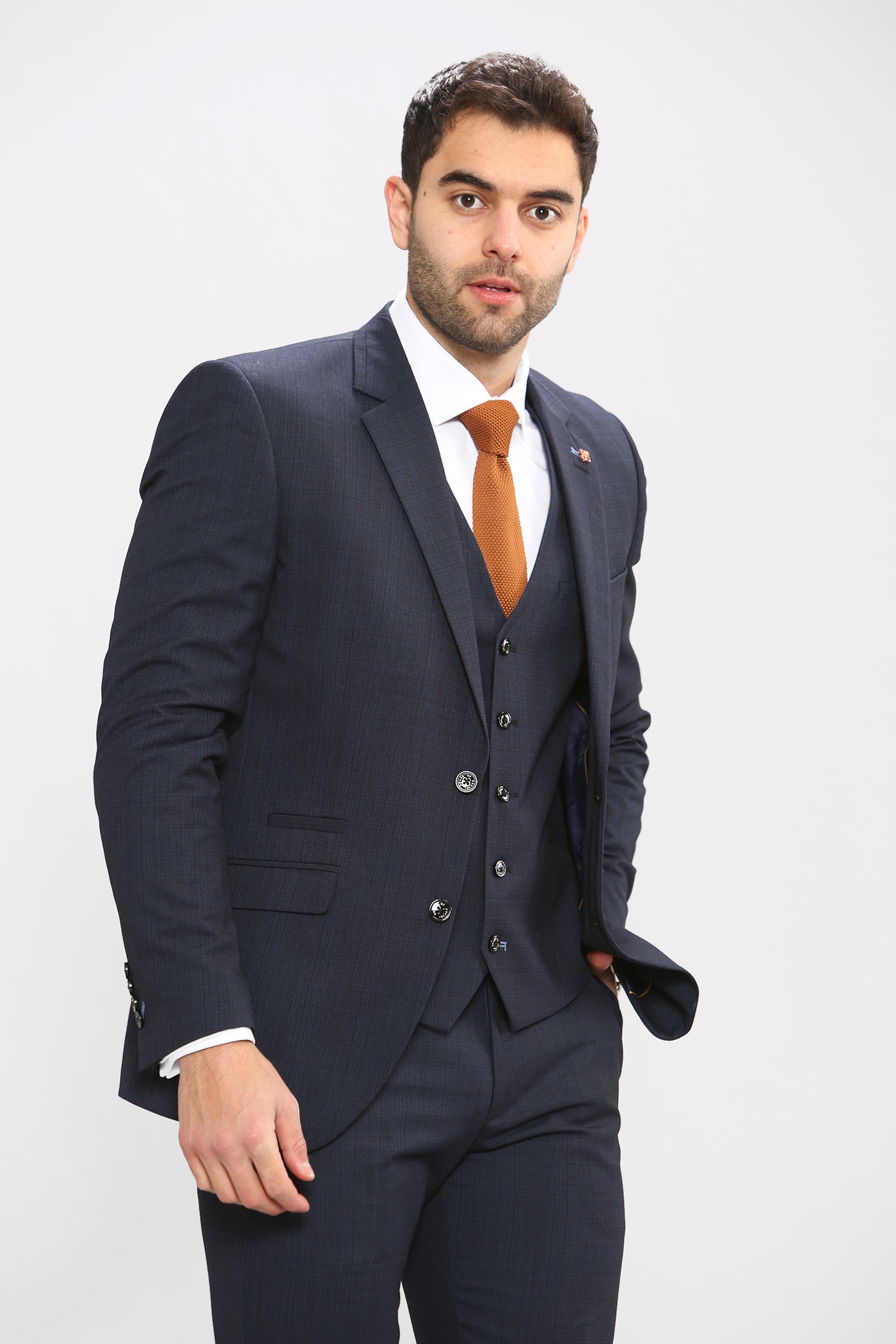 MAX - Navy Blue Blazer with Contrast Buttons