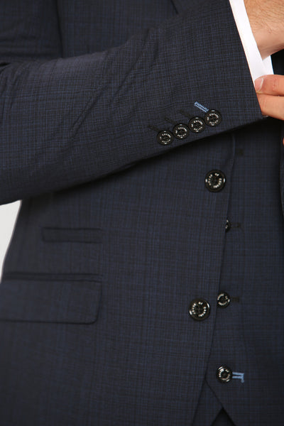 MAX - Navy Blue Blazer with Contrast Buttons