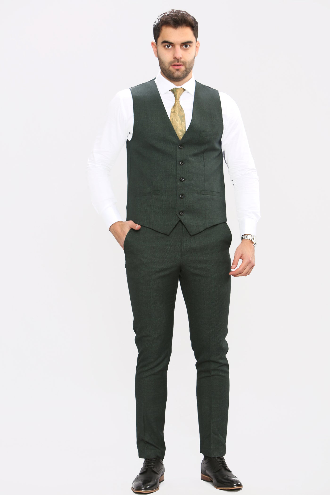 Cavani CARIDI - Olive Three Piece Suit