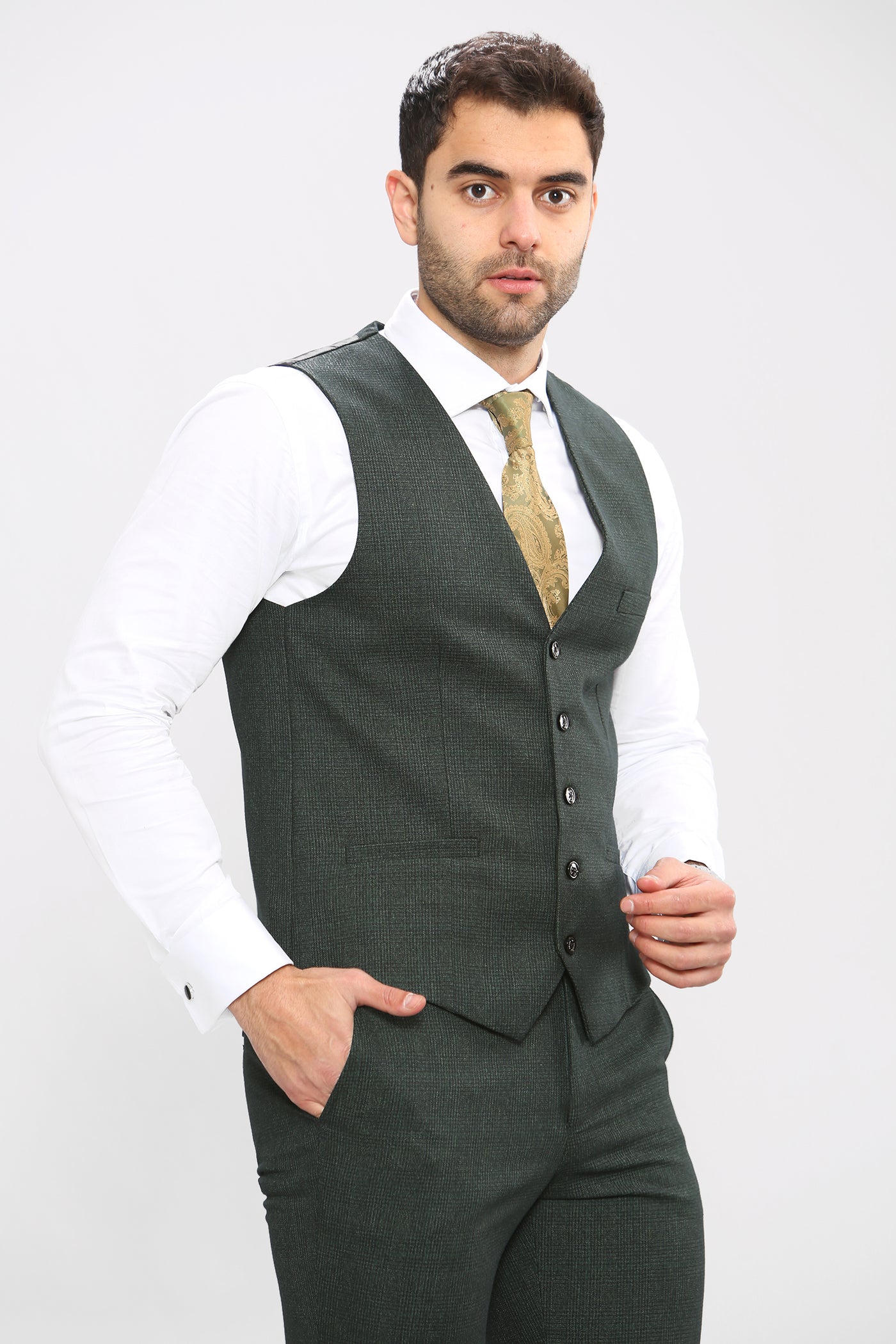 Cavani CARIDI - Olive Waistcoat