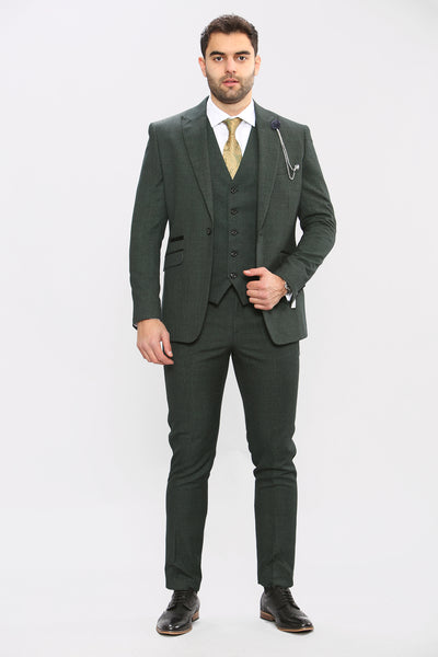 Cavani CARIDI - Olive Three Piece Suit