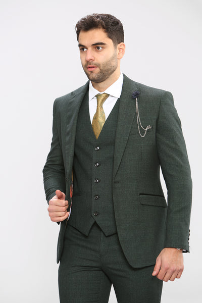 Cavani CARIDI - Olive Three Piece Suit