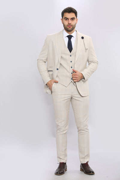 Cavani CARIDI - Beige Three Piece Suit