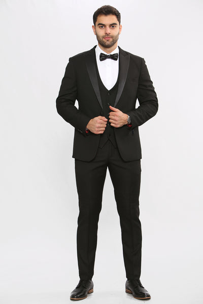 DALTON - Black Tux Lapel Diamond Blazer