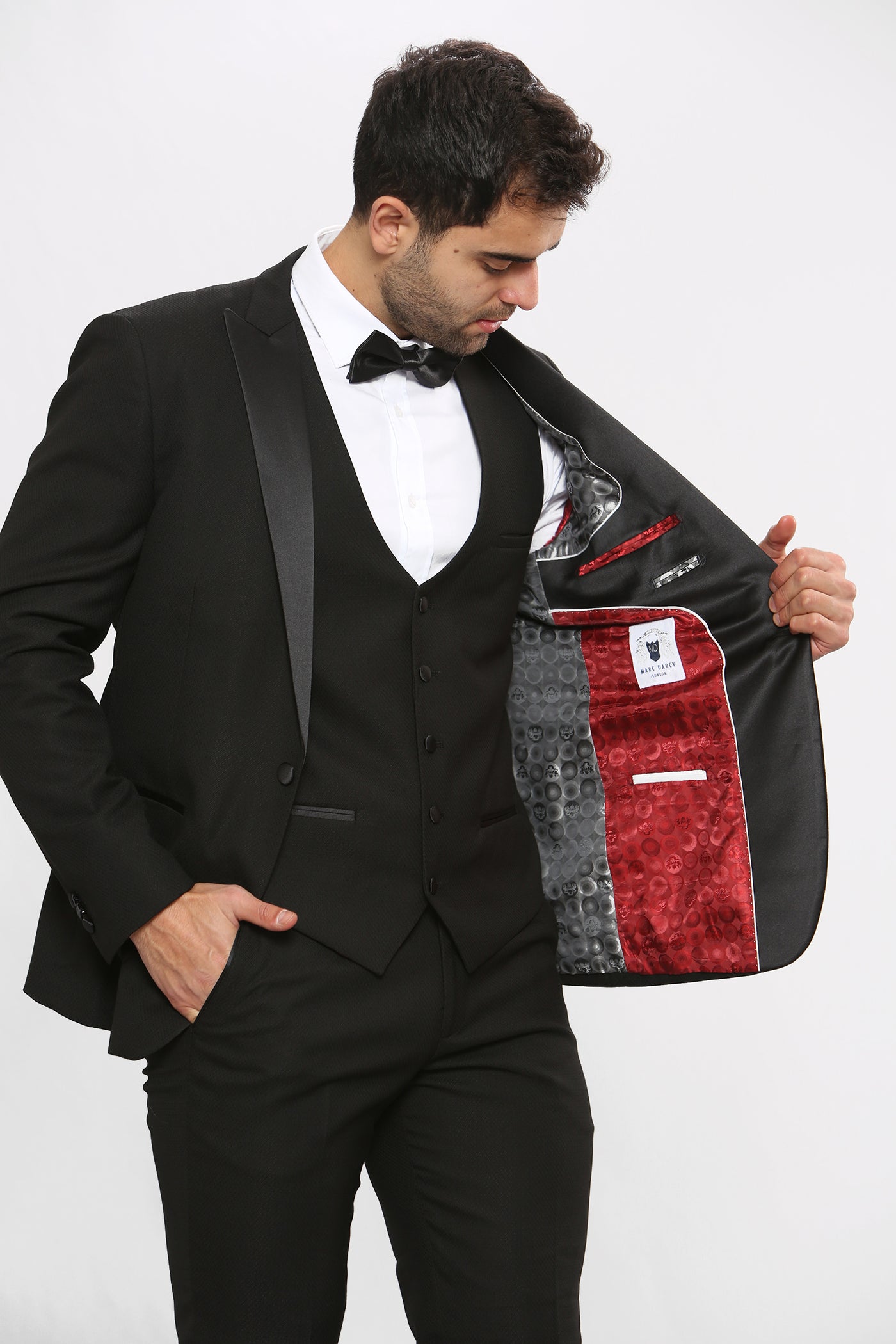 DALTON - Black Tux Lapel Diamond Blazer