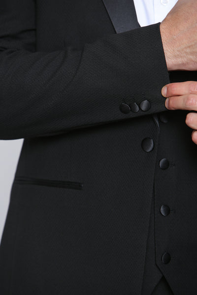 DALTON - Black Tux Lapel Diamond Blazer