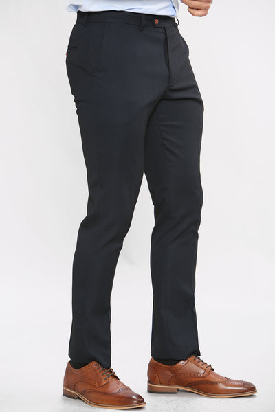 MAX - Navy Blue Trousers with Contrast Buttons