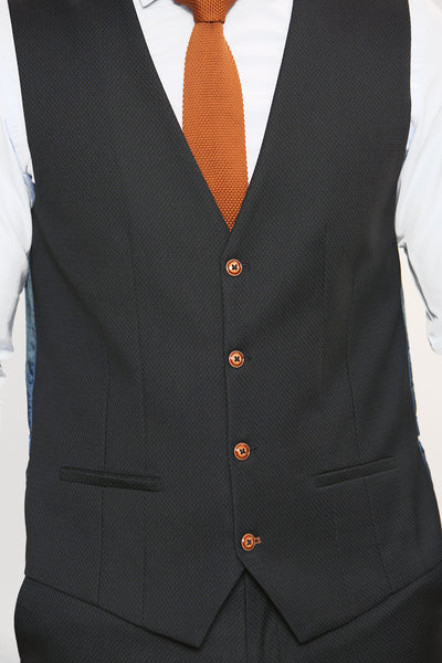 MAX - Navy Single Breasted Waistcoat