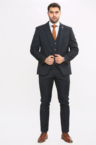 MAX - Navy Blue Three Piece Suit