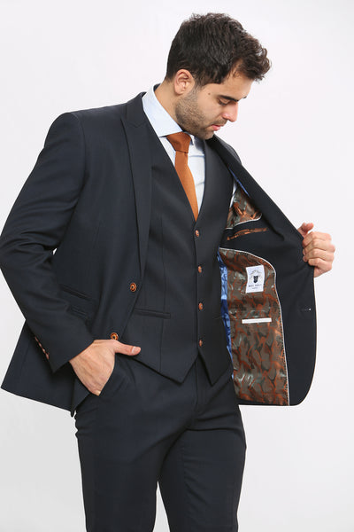 MAX - Navy Blue Three Piece Suit