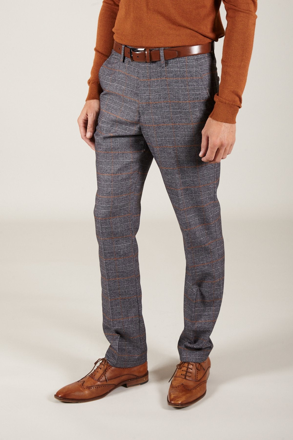 JENSON - Grey Check Trousers