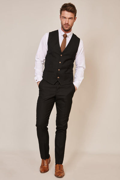 MAX - Black Single Breasted Waistcoat