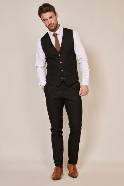 MAX - Black Single Breasted Waistcoat