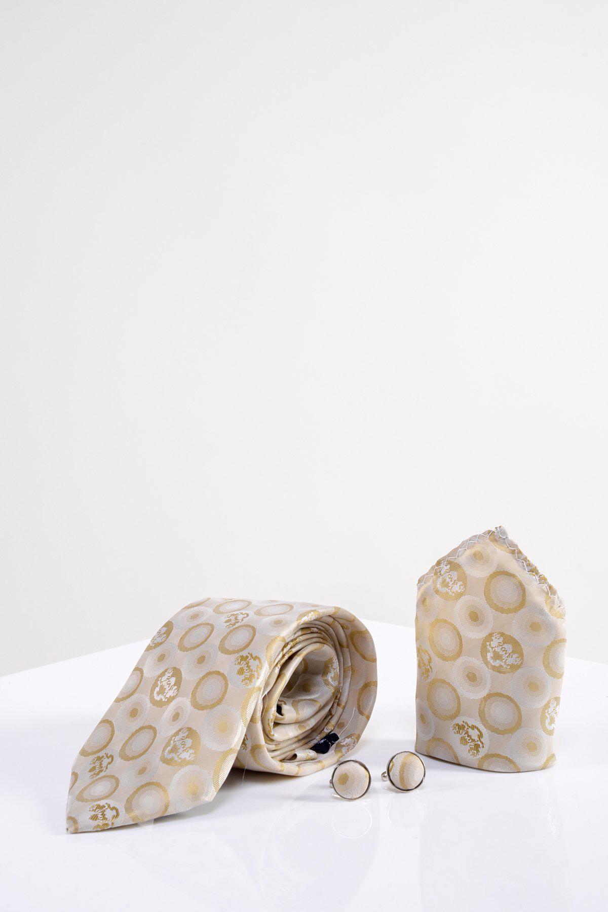 BUBBLES - Stone Circle Print Tie, Cufflink and Pocket Square Set