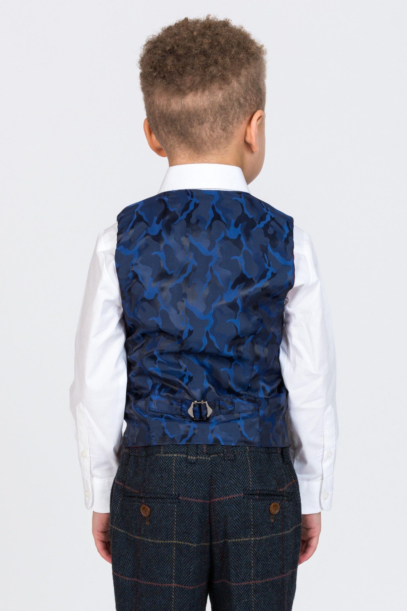 ETON - Childrens Navy Blue Tweed Check Three Piece Suit