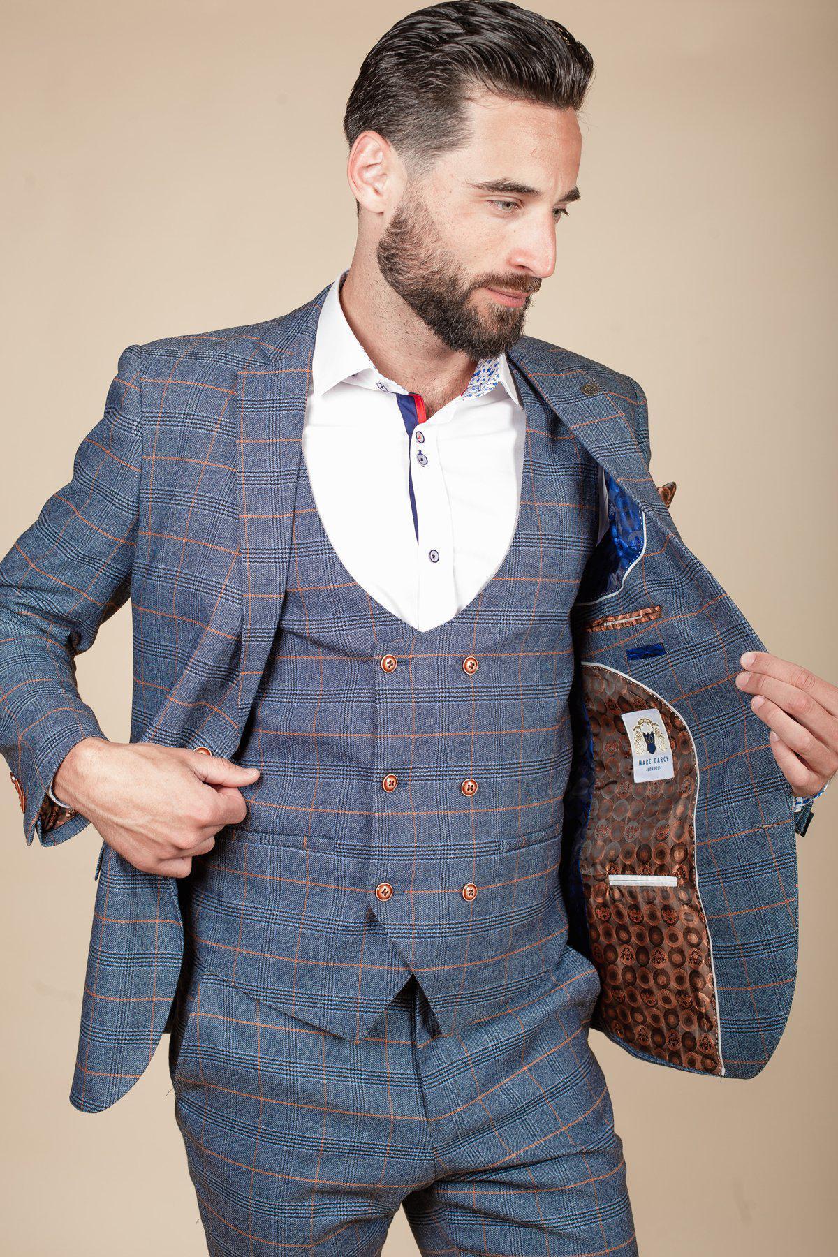 JENSON Sky Blue Check Blazer Attiredirect