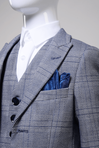 JERRY - Childrens Grey Check Three Piece Suit