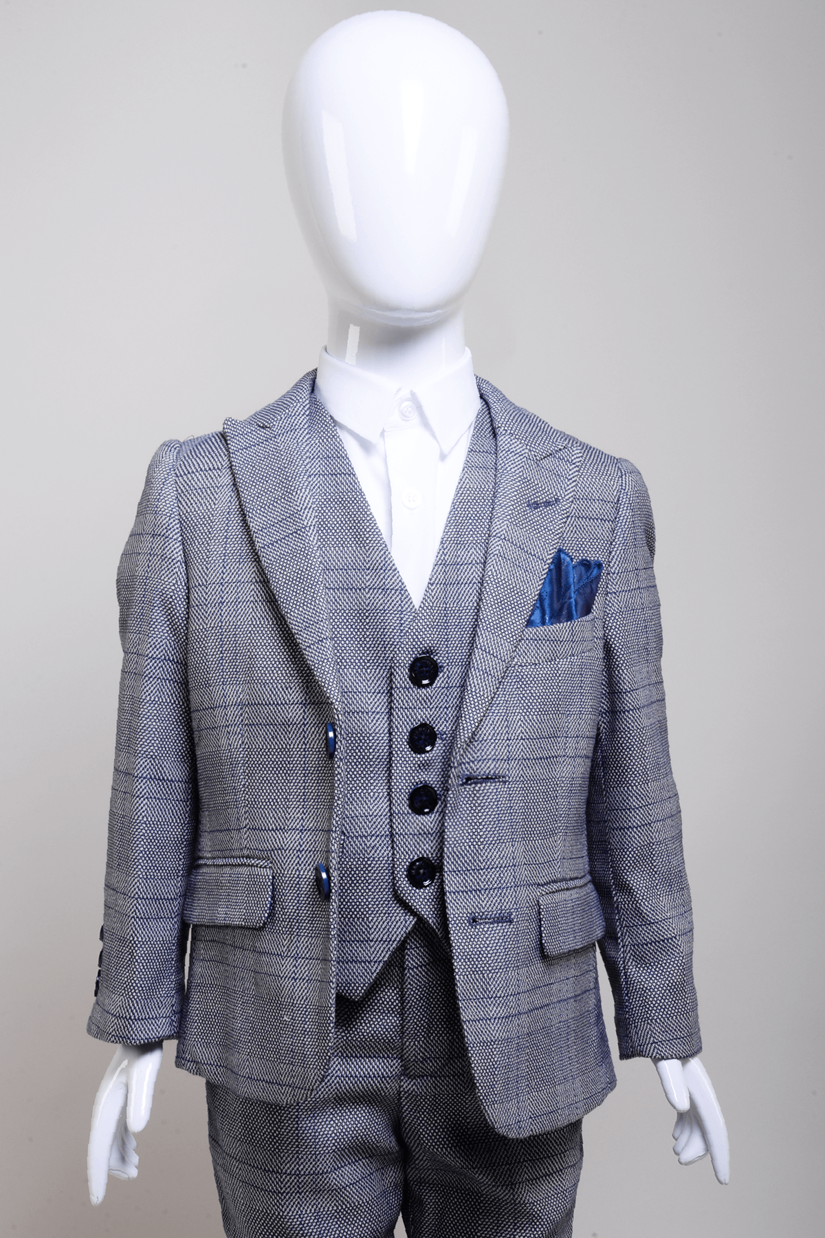 JERRY - Childrens Grey Check Three Piece Suit