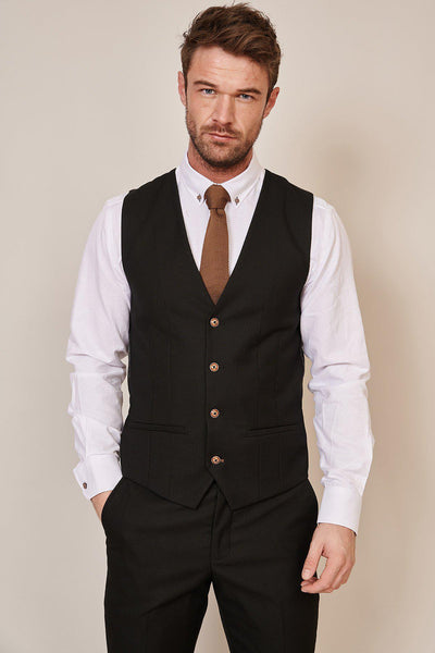 MAX - Black Single Breasted Waistcoat