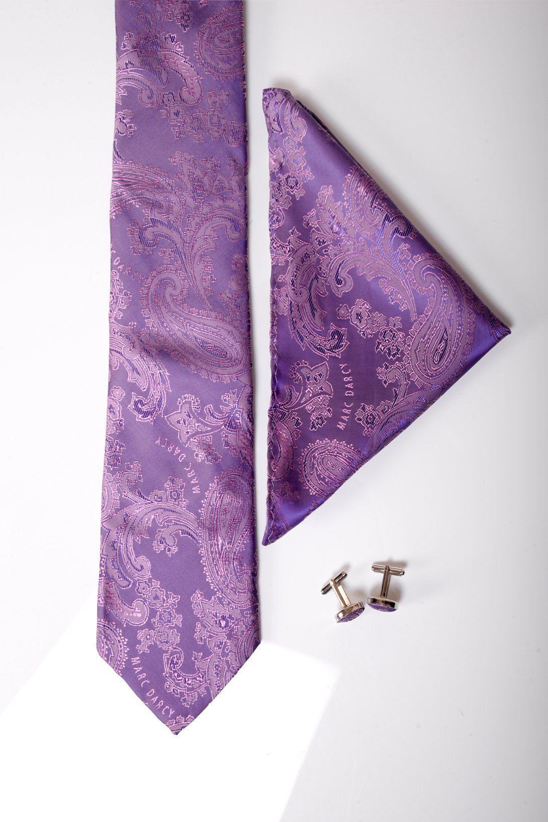 PAISLEY - Purple Paisley Tie, Cufflink and Pocket Square Set