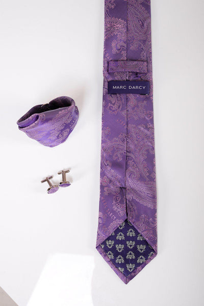 PAISLEY - Purple Paisley Tie, Cufflink and Pocket Square Set