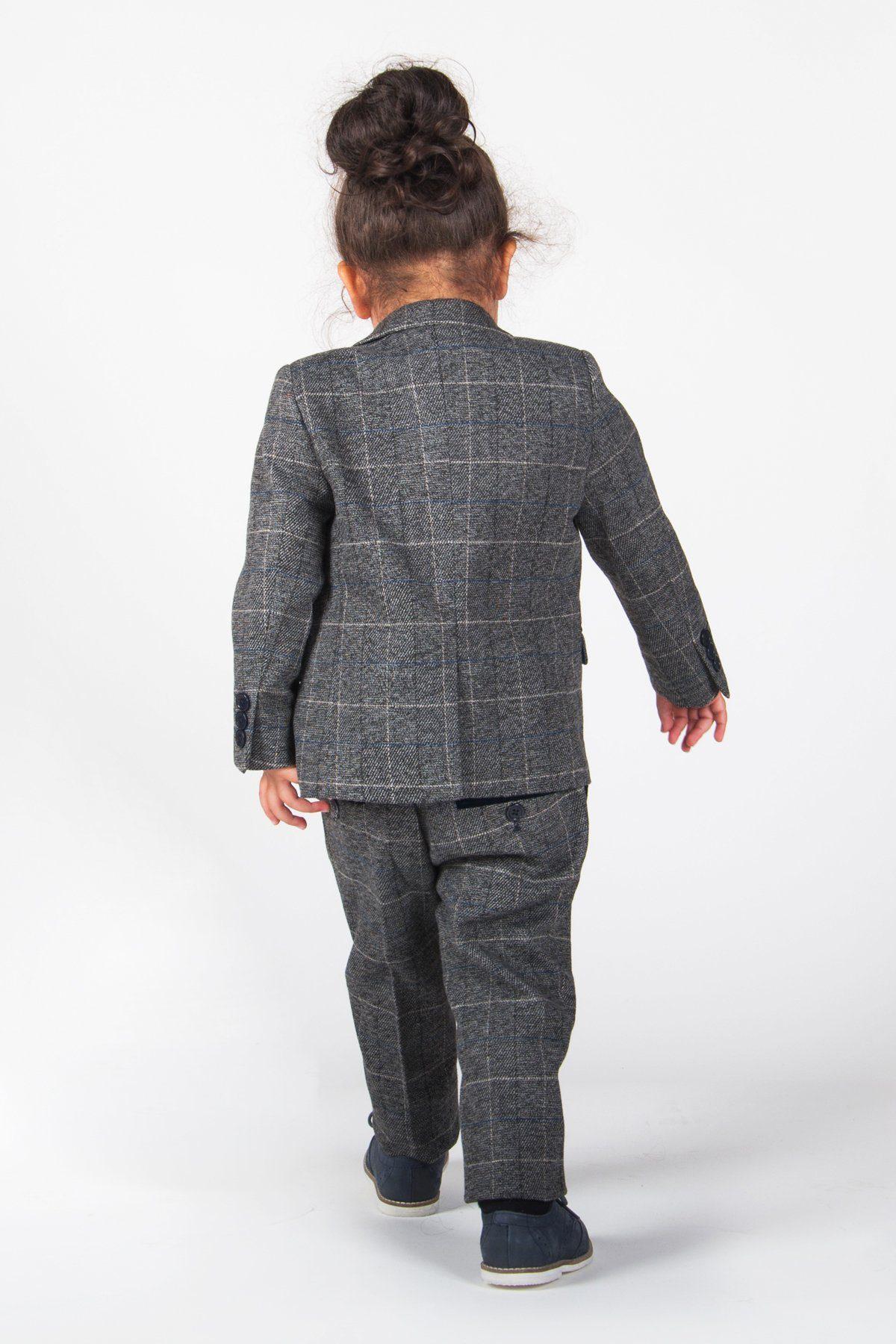 SCOTT - Childrens Grey Check Three Piece Suit